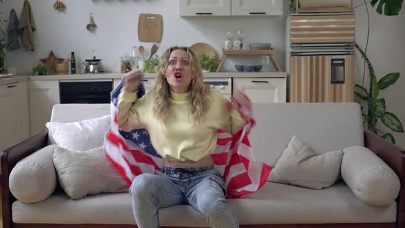 Woman Sports Fan with USA Flag