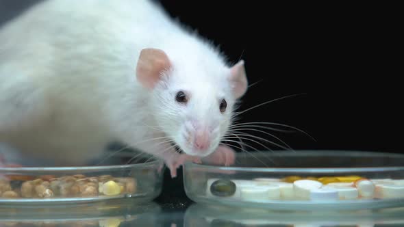 Experimental Rat Sniffing Medication in Petri Dish, Pharmaceuticals Development