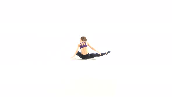 Young Girl Dancing Acrobatic Contemporary on White Background