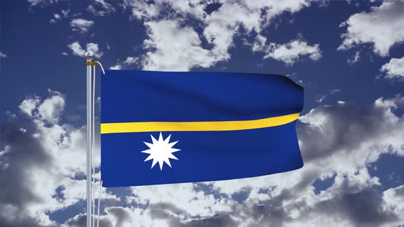 Nauru Flag Waving 4k