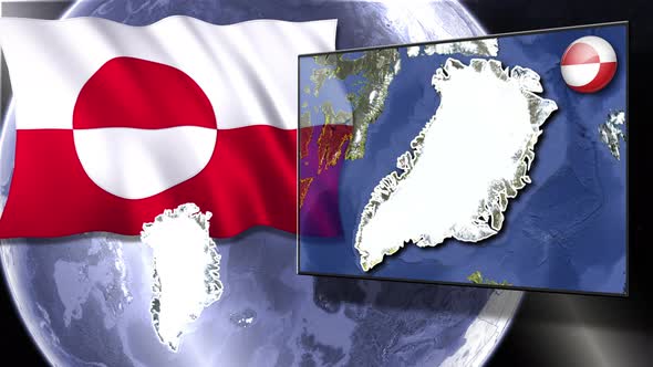 Greenland Flag And Map Animation