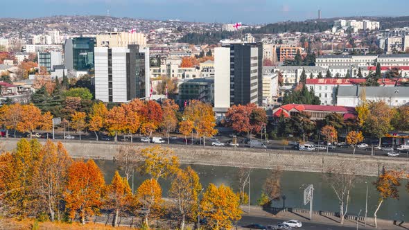 Timelapse shooting of Ministry Of Defence Of Georgia. Tbilisi. Georgia 2019