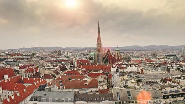 Aerial View From Drone Vienna Beautiful Sights of Capital Austrian Metropolis City Historical