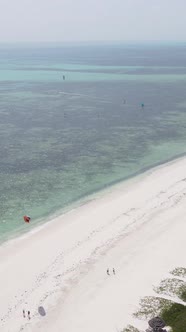 Vertical Video Boats in the Ocean Near the Coast of Zanzibar Tanzania