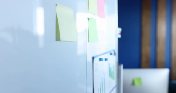 Manager Hand Hanging on Board Statistical Report Document Closeup  Movie Slow Motion