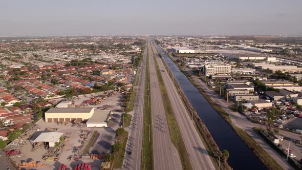 Aerial Flyover Video Okeechobee Road Hialeah Florida
