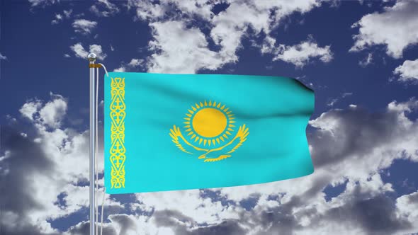Kazakhstan Flag Waving 4k
