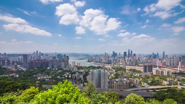 Time lapse of Modern metropolis skyline , Chongqing, China