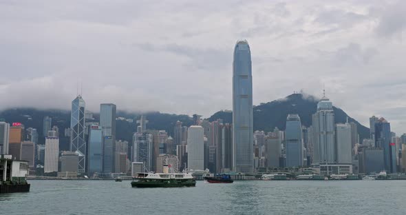 Hong Kong city with storm