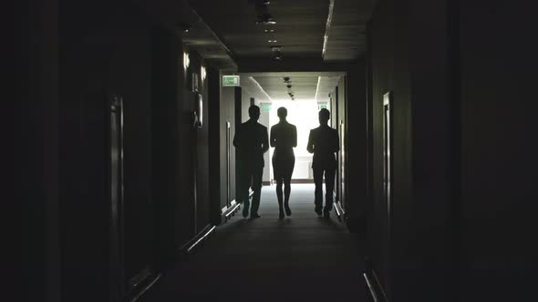 Silhouettes of Business Partners Walking Away