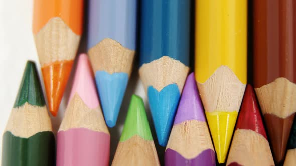 Colored pencils arranged in interlock pattern