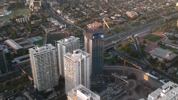 Time lapse of buildings and highway intersections in Santiago, Chile