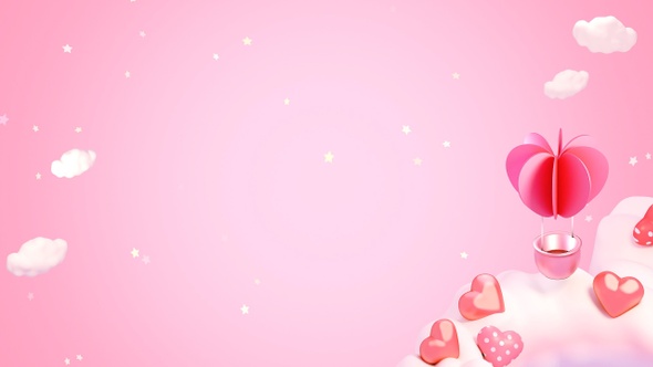 Heart Shaped Hot Air Balloon Background