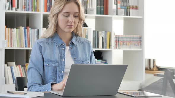 Beautiful Young Woman Working On Laptop