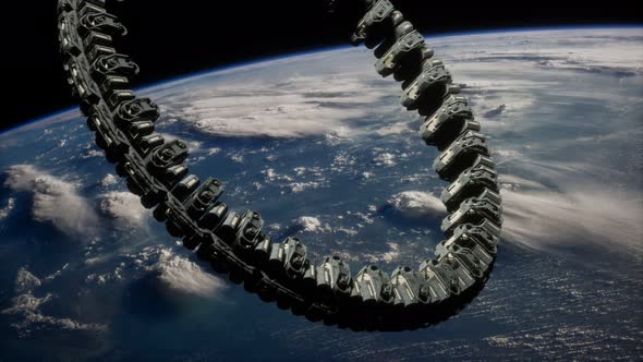 Futuristic Space Station on Earth Orbit alt
