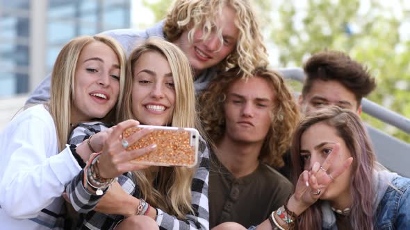 Group of friends taking a photo of themselves