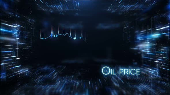 Oil Price Decline Chart with 3d Diagrams on Background