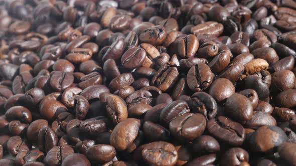 Coffee beans background 4K slow pan video