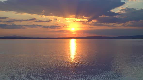 Sunset And Yakamoz On The Salt Lake