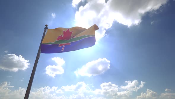 Thunder Bay City Flag (Ontario, Canada) on a Flagpole V4