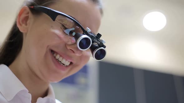 Female professional doctor stomatologist at work.