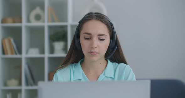 Woman Is Working From Home in Call-center, Phone Sales and Tech Support Department, Remote Job