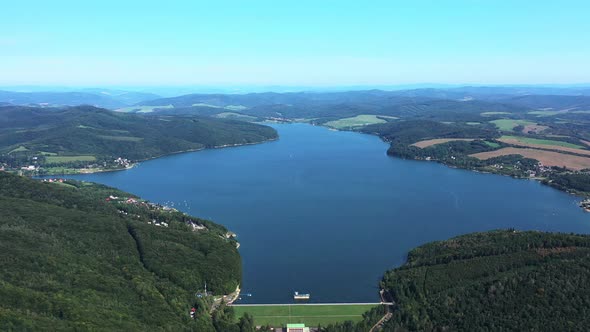 Aerial view of Velka Domasa water reservoir in Slovakia