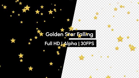Golden Star Falling With Alpha