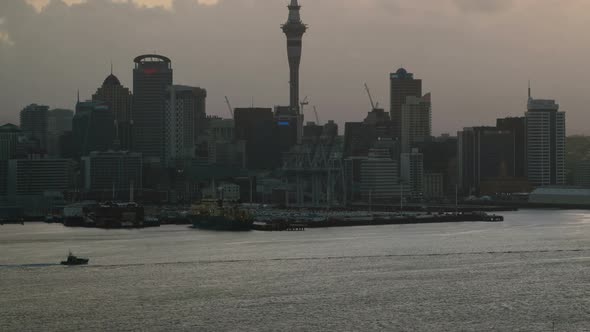 Sunset Time Lapse - Auckland Sky Tower and Harbour in Auckland