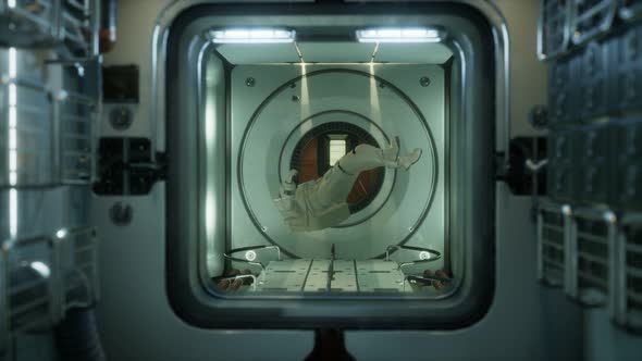 Astronaut Inside the Orbital Space Station alt