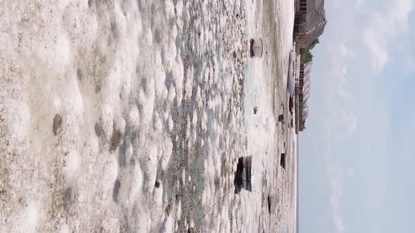 Zanzibar Tanzania  Vertical Video of Low Tide in the Ocean Near the Coast Slow Motion