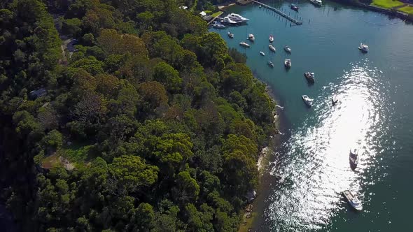 Aerial view of the Sydney bay in a sunny day