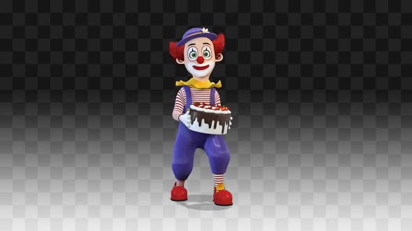 Clown Dancing With A Cake Around Him