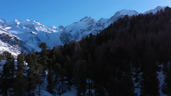 Piz Bernina in Switzerland in Winter