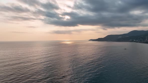 Awesome azure sea rocky texture aerial view 4 K Turkey Alanya