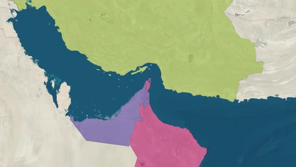 Zoom in to the Map of Strait of Hormuz with Text Textless