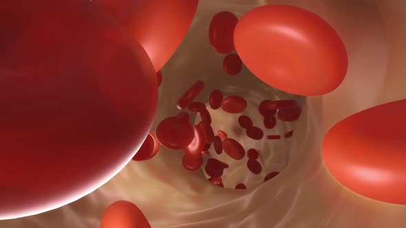 3D rendered animation of haemoglobin in blood stream