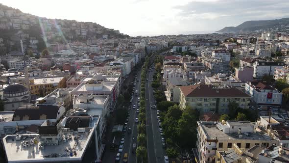 Aerial View Alanya Turkey  Resort Town Seashore