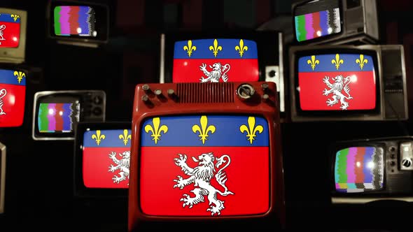 Flag of Lyon, France, on Retro TVs.