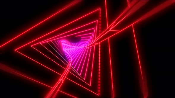 4K Neon triangle tunnel