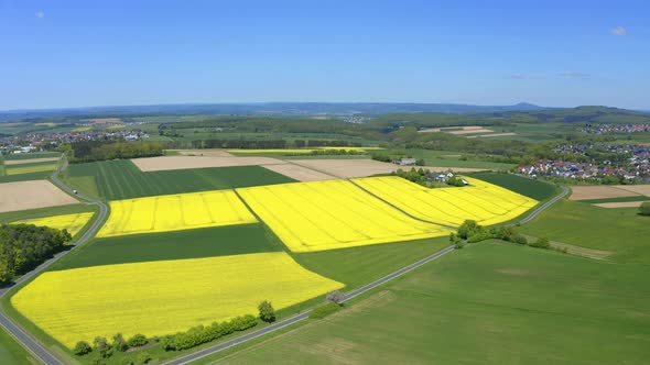 Drone flight over agricultural land in Hochtaunuskreis, Germany