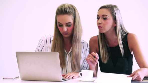 Blonde Business Woman Working at Modern Office