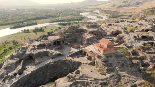 Aerial View of the Uplistsikhe Cave Town Near Gori City in Georgia