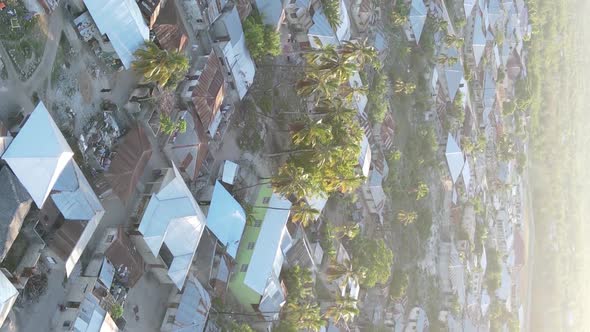 Tanzania  Aerial View of Houses Near the Coast of Zanzibar Vertical Video