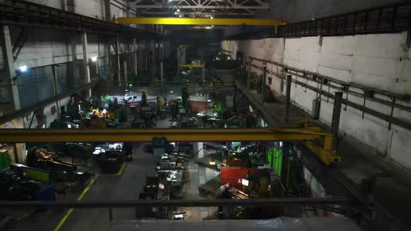 The Interior of a Big Industrial Factory with Steel Constructions