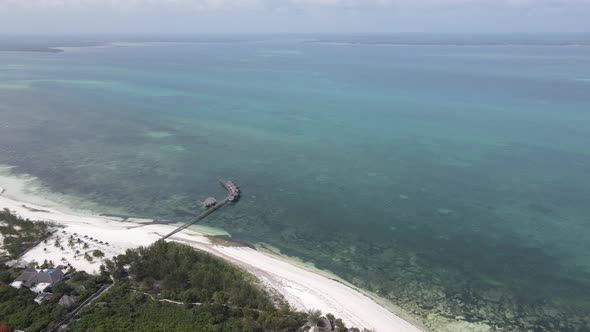 Aerial View of the Indian Ocean Near the Shore of the Island of Zanzibar Tanzania Slow Motion