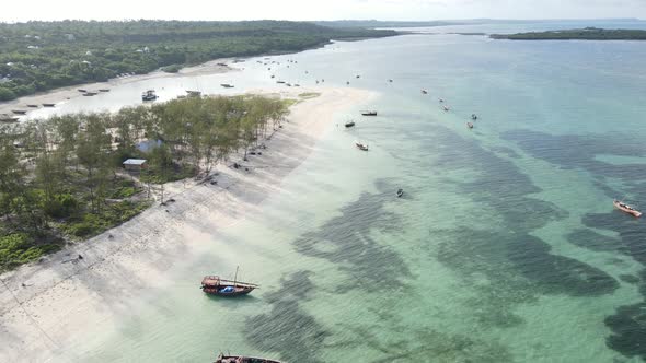 View From a Height of the Indian Ocean Near the Coast of Zanzibar Tanzania