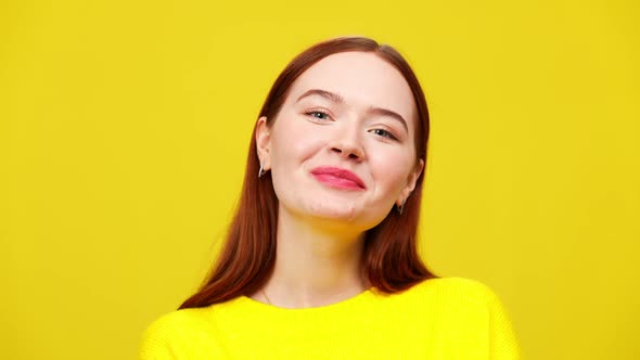 Closeup Portrait of Confident Young Woman with Problematic Skin and Dental Braces Laughing Out Loud