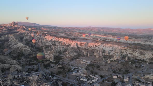 Cappadocia, Turkey : Balloons in the Sky. Aerial View