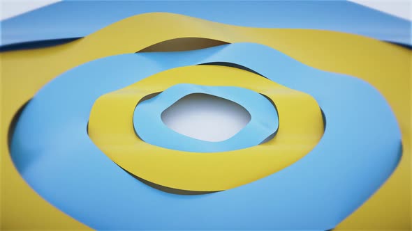 Wavy 3d Circle Blue Yellow Background